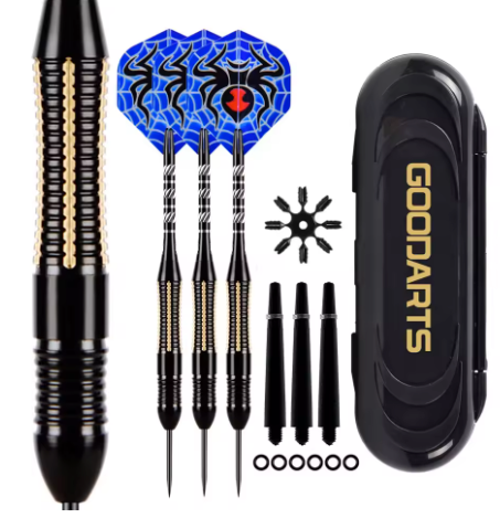 Professionele Dartpijlen 26g Set van 3 – Messing Barrel met Opbergcase en Extra Shafts