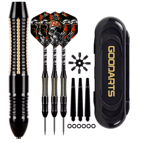 Professionele Dartpijlen 26g Set van 3 – Messing Barrel met Opbergcase en Extra Shafts