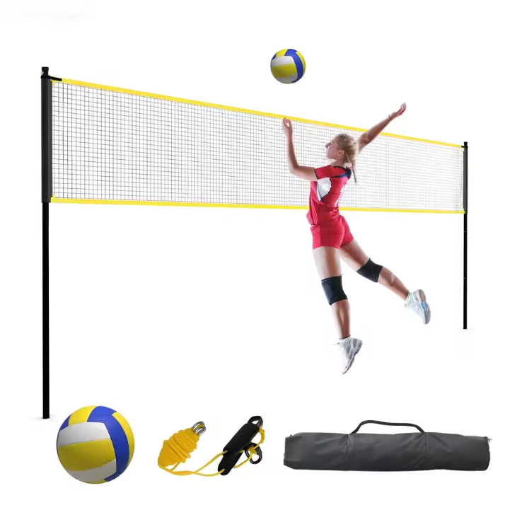Vrijstaand Volleybal Net Set – 975 cm Verstelbaar met Draagtas en Complete Set
