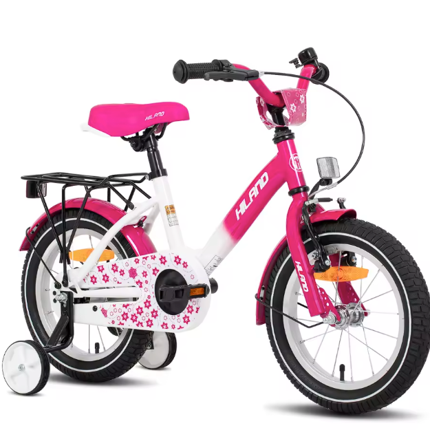 Kinderfiets 12-16 Inch met Zijwieltjes – Fiets voor Jongens en Meisjes met Bel en Bagagedrager