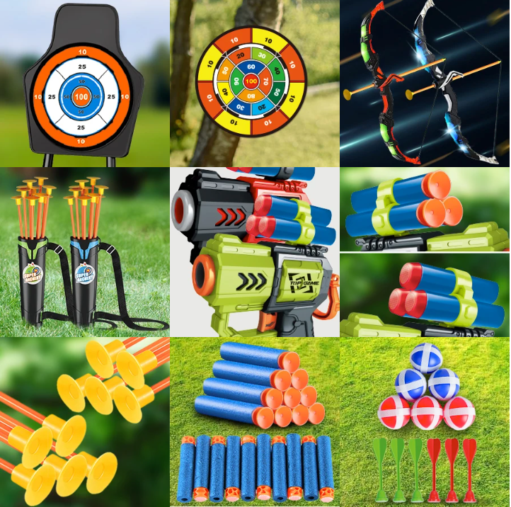 Kinder Boogschiet Set met LED – 2 Bogen, Pijlen, Targets en Speelgeweren