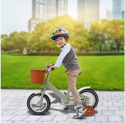 Kinderfiets 12 Inch met Zijwieltjes – Met Mandje en Dubbele Remmen
