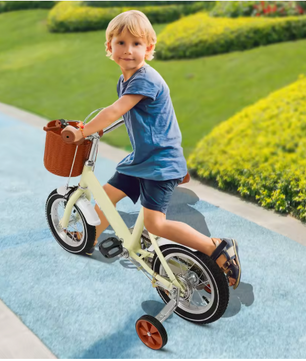 Kinderfiets 12 Inch met Zijwieltjes – Met Mandje en Dubbele Remmen