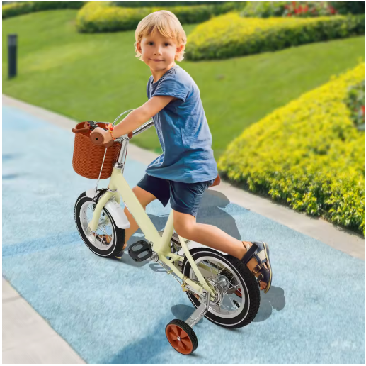 Kinderfiets 12 Inch met Zijwieltjes – Met Mandje en Dubbele Remmen