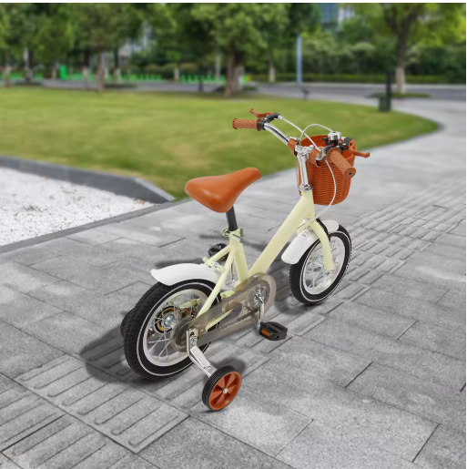 Kinderfiets 12 Inch met Zijwieltjes – Met Mandje en Dubbele Remmen