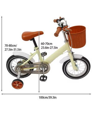 Kinderfiets 12 Inch met Zijwieltjes – Met Mandje en Dubbele Remmen
