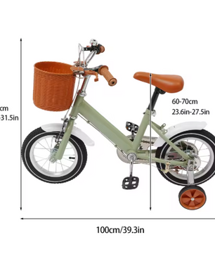 Kinderfiets 12 Inch met Zijwieltjes – Met Mandje en Dubbele Remmen