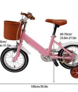 Kinderfiets 12 Inch met Zijwieltjes – Met Mandje en Dubbele Remmen