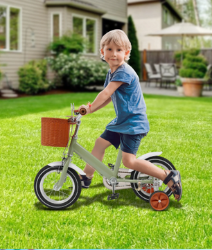 Kinderfiets 12 Inch met Zijwieltjes – Met Mandje en Dubbele Remmen
