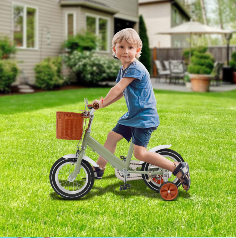 Kinderfiets 12 Inch met Zijwieltjes – Met Mandje en Dubbele Remmen
