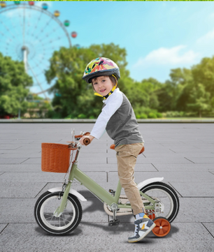 Kinderfiets 12 Inch met Zijwieltjes – Met Mandje en Dubbele Remmen