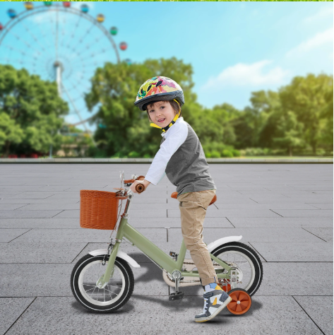 Kinderfiets 12 Inch met Zijwieltjes – Met Mandje en Dubbele Remmen