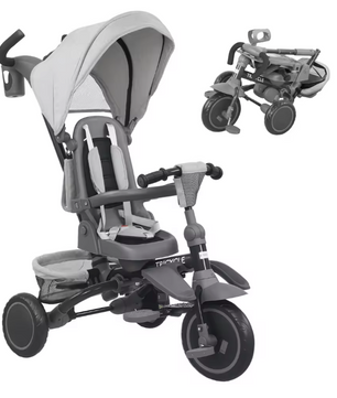6-in-1 Meegroeifiets Kinderdriewieler – Opvouwbaar met Draaibare Zitting en Duwstang