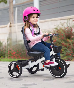 6-in-1 Kinderdriewieler Meegroeifiets – Opvouwbaar met Duwstang, Zonnescherm en Rugleuning