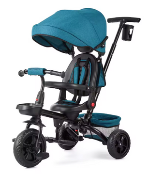 6-in-1 Kinderdriewieler Meegroeifiets – Opvouwbaar met Duwstang, Draaibare Zitting en Zonnescherm
