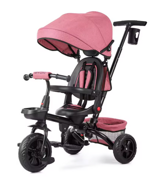 6-in-1 Kinderdriewieler Meegroeifiets – Opvouwbaar met Duwstang, Draaibare Zitting en Zonnescherm