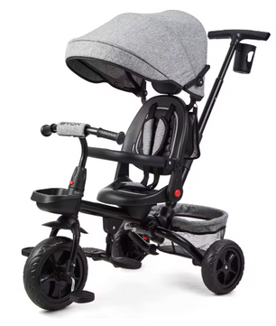 6-in-1 Kinderdriewieler Meegroeifiets – Opvouwbaar met Duwstang, Draaibare Zitting en Zonnescherm