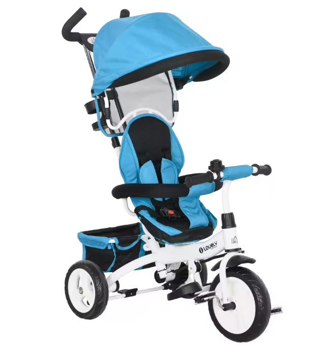 Kinderdriewieler Meegroeifiets – Met Duwstang, Zonnescherm en Veiligheidsgordel