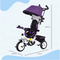 Kinderdriewieler Meegroeifiets – Met Duwstang, Zonnescherm en Veiligheidsgordel
