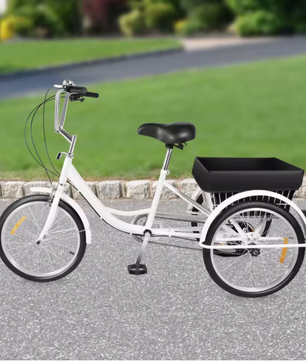 Volwassen Driewieler 20 Inch – 8 Versnellingen met Mand en Verstelbare Zitting