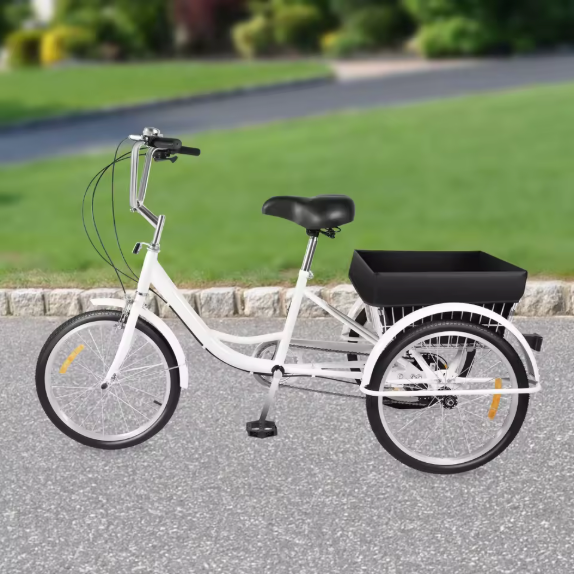 Volwassen Driewieler 20 Inch – 8 Versnellingen met Mand en Verstelbare Zitting