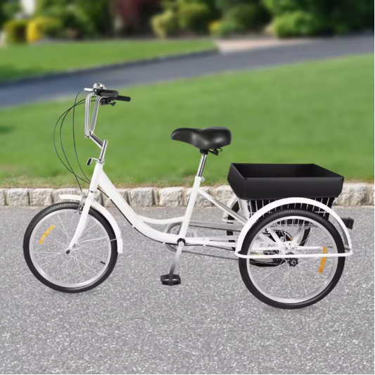 Volwassen Driewieler 20 Inch – 8 Versnellingen met Mand en Verstelbare Zitting
