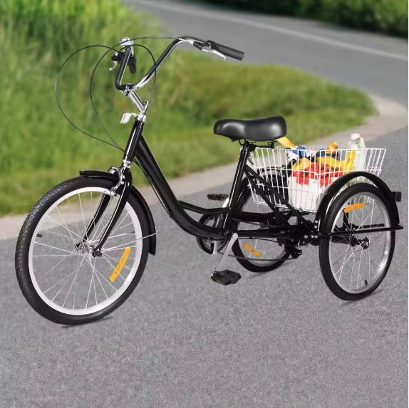 Volwassen Driewieler 20 Inch – 8 Versnellingen met Mand en Verstelbare Zitting