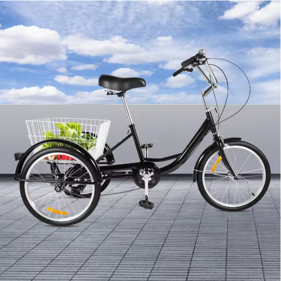 Volwassen Driewieler 20 Inch – 8 Versnellingen met Mand en Verstelbare Zitting