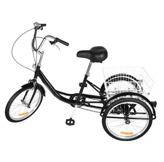 Volwassen Driewieler 20 Inch – 8 Versnellingen met Mand en Verstelbare Zitting