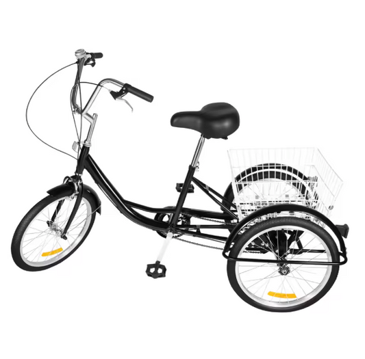 Volwassen Driewieler 20 Inch – 8 Versnellingen met Mand en Verstelbare Zitting