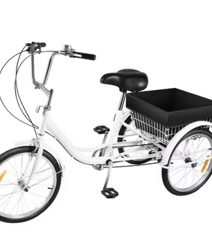 Volwassen Driewieler 20 Inch – 8 Versnellingen met Mand en Verstelbare Zitting