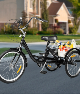 Volwassen Driewieler 20 Inch – 8 Versnellingen met Mand en Verstelbare Zitting
