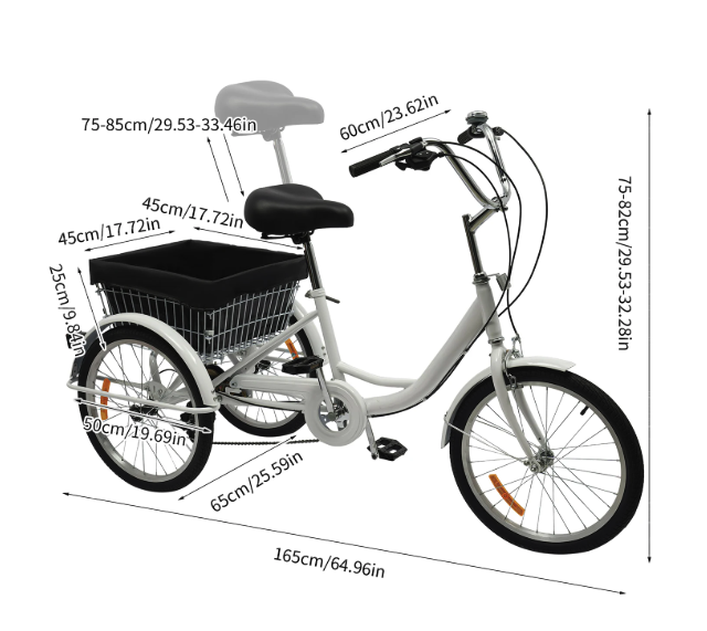 Volwassen Driewieler 20 Inch – 8 Versnellingen met Mand en Comfort Zadel
