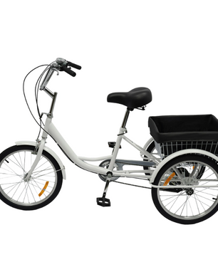 Volwassen Driewieler 20 Inch – 8 Versnellingen met Mand en Comfort Zadel