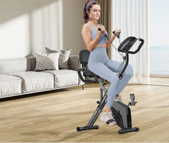 Opvouwbare Hometrainer – Fitness Fiets met 8 Weerstanden, LCD Display en Hartslagmeter
