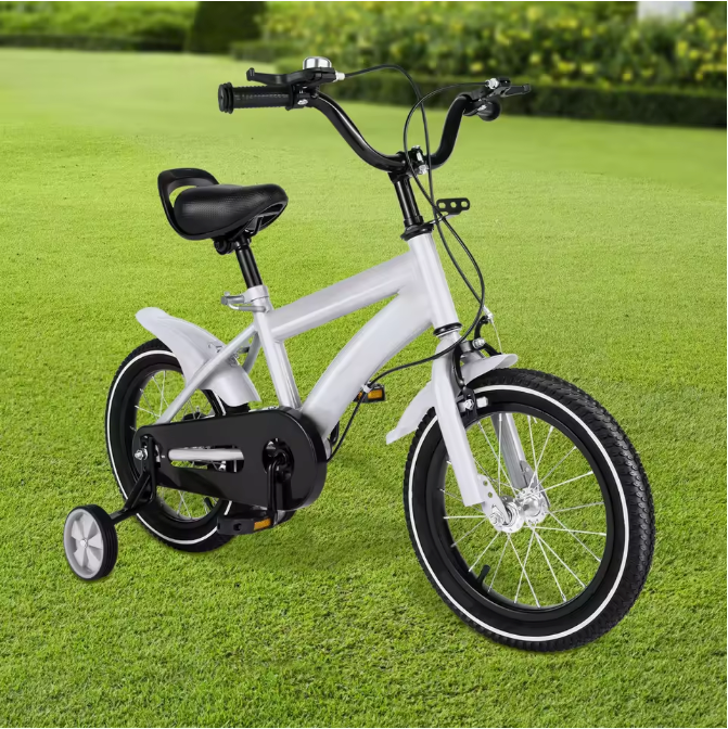 Kinderfiets 14 Inch met Zijwieltjes – Verstelbare Fiets met Dubbele Remmen voor 2-5 Jaar