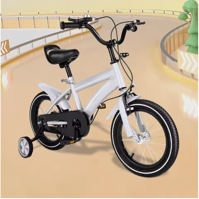 Kinderfiets 14 Inch met Zijwieltjes – Verstelbare Fiets met Dubbele Remmen voor 2-5 Jaar