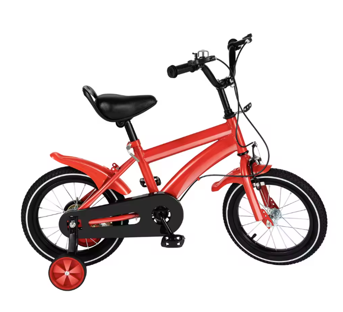 Kinderfiets 14 Inch met Zijwieltjes – Verstelbare Fiets met Dubbele Remmen voor 2-5 Jaar