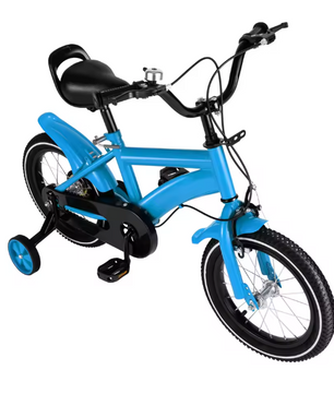 Kinderfiets 14 Inch met Zijwieltjes – Verstelbare Fiets met Dubbele Remmen voor 2-5 Jaar