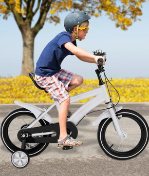 Kinderfiets 14 Inch met Zijwieltjes – Verstelbare Fiets met Dubbele Remmen voor 2-5 Jaar