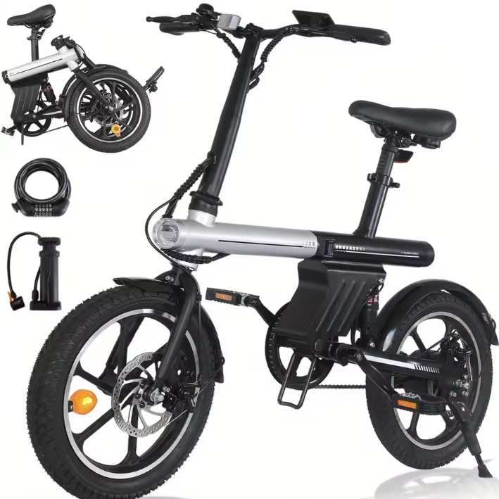 Opvouwbare Elektrische Fiets 16 Inch – Unisex E-Bike met 36V 12.8Ah Accu en Tot 60 km Actieradius