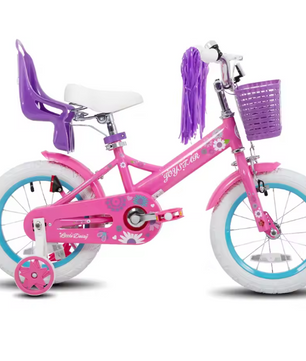 Kinderfiets met Poppenzitje en Accessoires – Meisjesfiets met Streamers, Vlag en Nummerplaat
