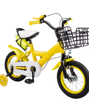 Kinderfiets met Mand en Zijwieltjes – Verstelbare Peuterfiets 12 Inch met Veilig Remsysteem