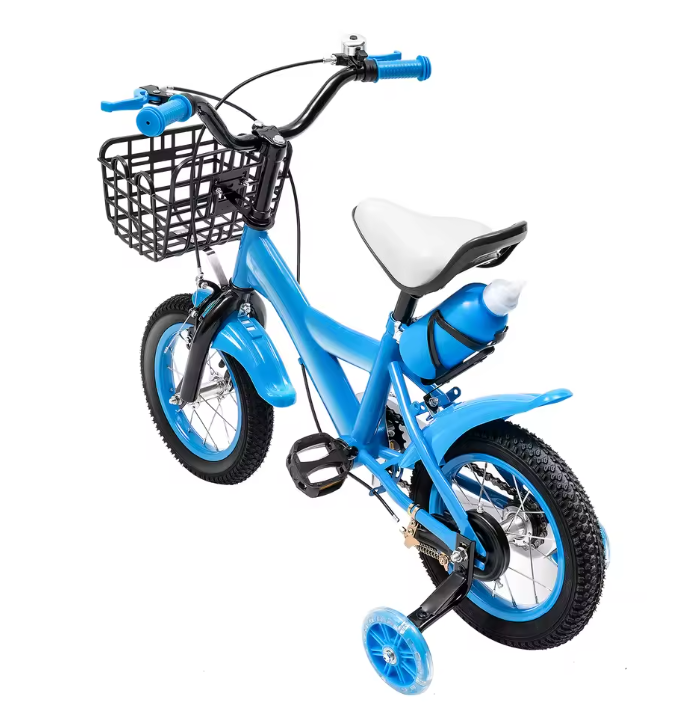 Kinderfiets met Mand en Zijwieltjes – Verstelbare Peuterfiets 12 Inch met Veilig Remsysteem
