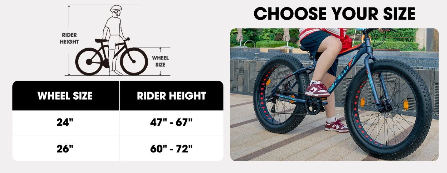 Kinder Fatbike 20 Inch – Mountainbike met Brede Banden, 7 Versnellingen en Schijfremmen