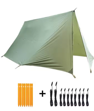 Ultralight Camping Tarp 410x290 cm – Multifunctioneel Tentzeil met Waterdichte PU Coating