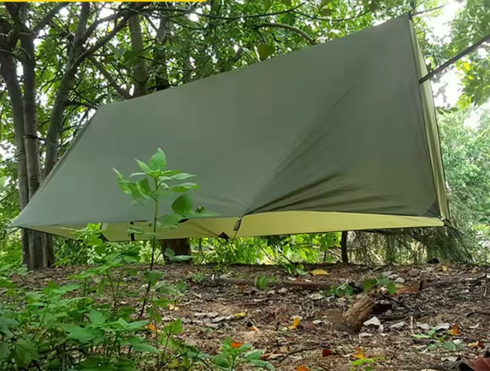 Ultralight Camping Tarp 410x290 cm – Multifunctioneel Tentzeil met Waterdichte PU Coating