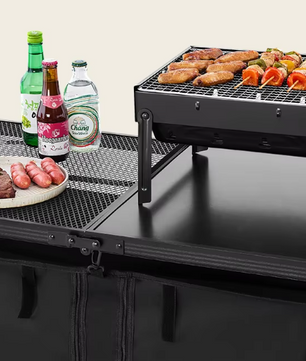 Camping Keukentafel – Opvouwbare Outdoor Kooktafel met Opbergruimte en Verstelbare Hoogte