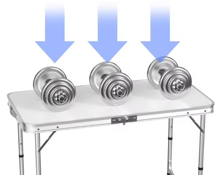 Opvouwbare Picknicktafel 120 cm – Aluminium Campingtafel met Verstelbare Hoogte en Handgreep