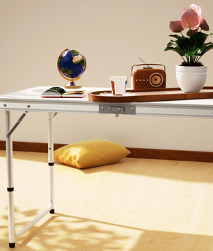 Opvouwbare Picknicktafel 120 cm – Aluminium Campingtafel met Verstelbare Hoogte en Handgreep